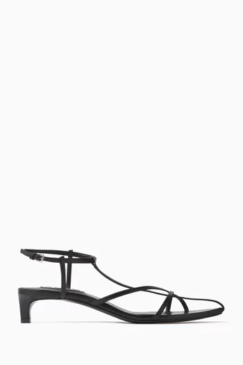 Cage Kitten-Heel Sandals in Ovine Leather