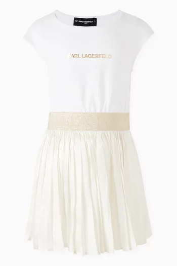 Metallic Logo Flared Dress