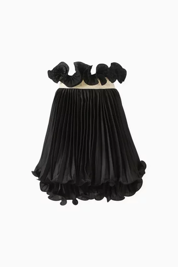 Pleated Ruffled Midi Skirt