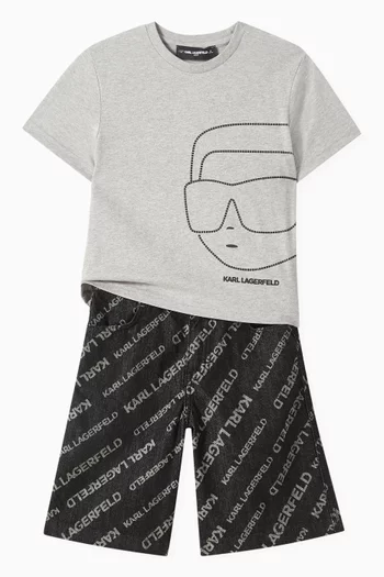 Jacquard Print Jeans Shorts
