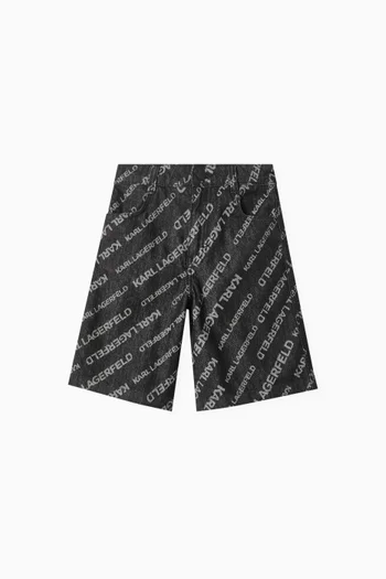 Jacquard Print Jeans Shorts
