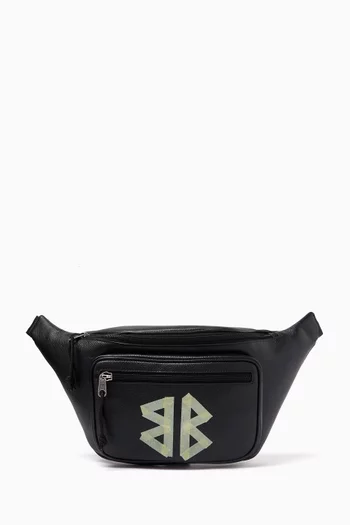 Tape Logo Explorer Belt Bag in Leather