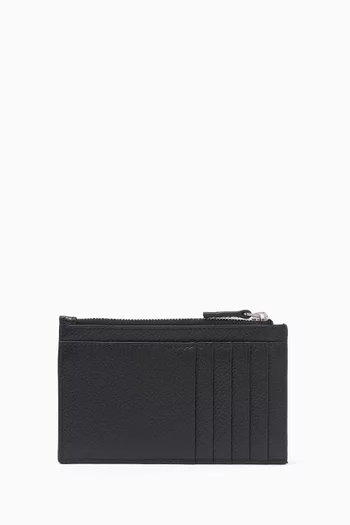Tape Logo Coin & Card Holder in Leather