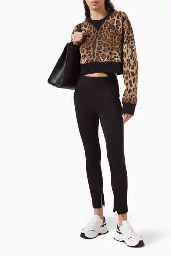 Leopard-print Crop Sweater