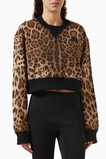 Leopard-print Crop Sweater