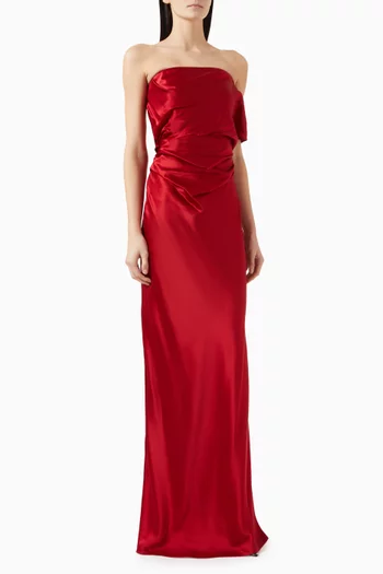 Strapless Arm Drape Gown in Silk
