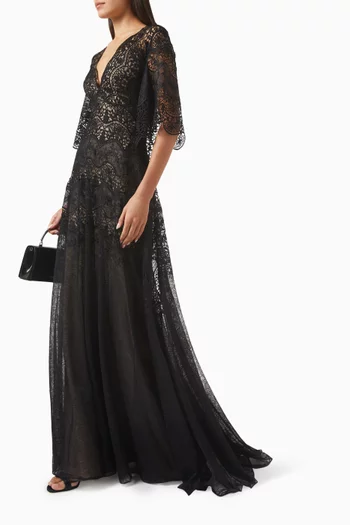 Bell-sleeve Gown in Lace
