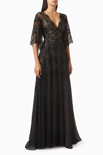 Bell-sleeve Gown in Lace