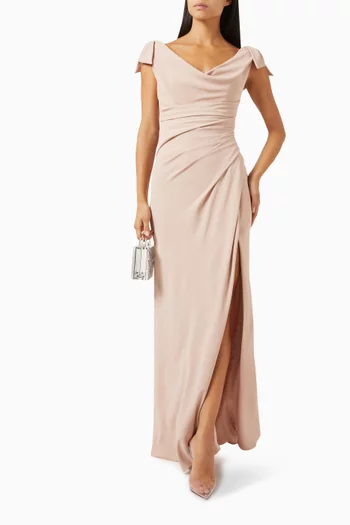 Bow Draped Dress in Crepe