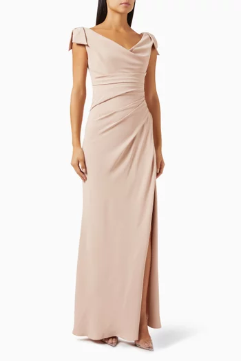 Bow Draped Dress in Crepe