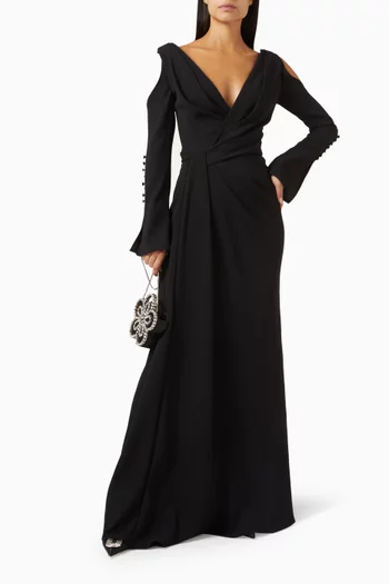 Draped Cut-out Shoulder Dress
