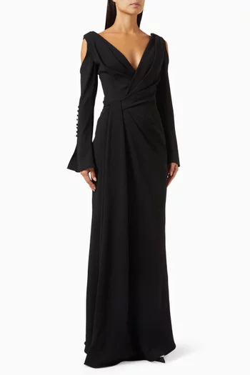 Draped Cut-out Shoulder Dress