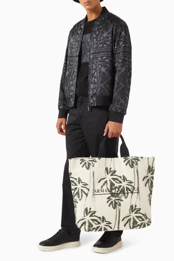 Palm Logo Tote Bag in Cotton Canvas