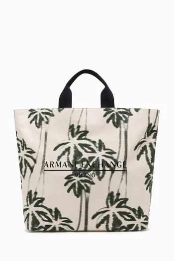 Palm Logo Tote Bag in Cotton Canvas