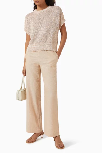 The Grid Pants in Linen-blend