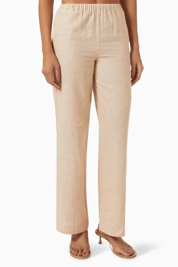 The Grid Pants in Linen-blend