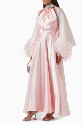 Swan Co-ord Set in Crepe Satin & Organza