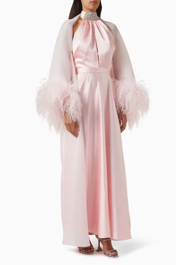 Swan Co-ord Set in Crepe Satin & Organza