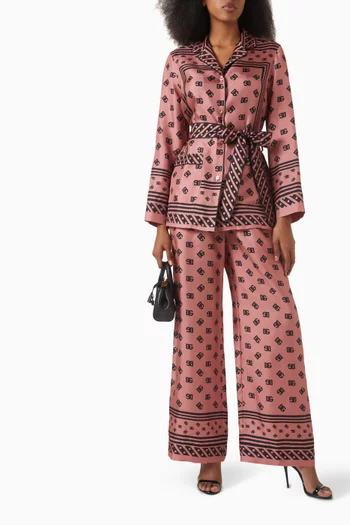 Belted Pyjama Shirt in Silk Twill