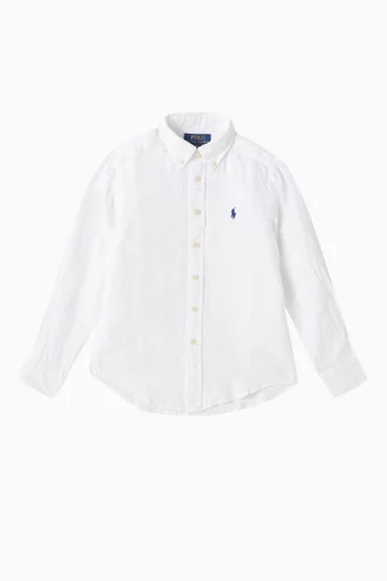 Logo-embroidered Shirt in Linen