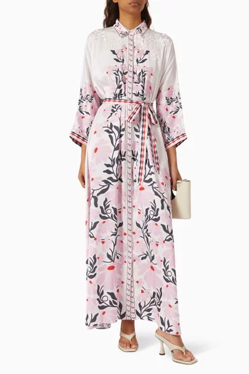 All-over Floral-print Maxi Dress in Satin