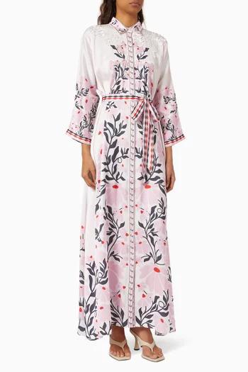 All-over Floral-print Maxi Dress in Satin