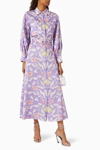 Floral-print Belted Dress