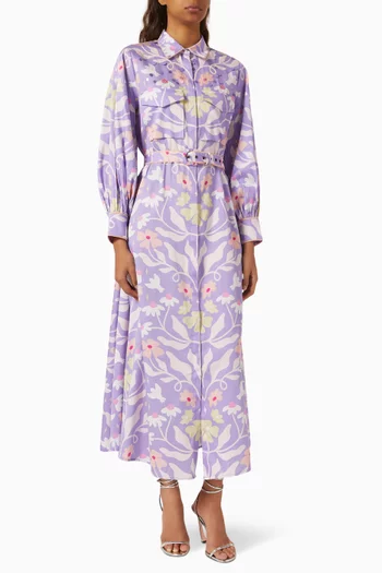 Floral-print Belted Dress
