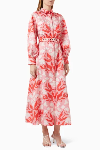 Floral-print Belted Dress