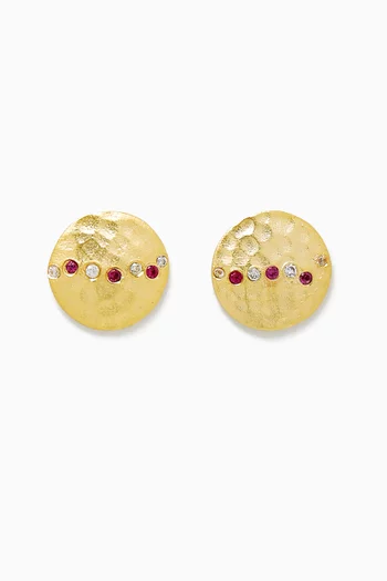 Hammered Crystal Studs in 18kt Gold-plated Metal