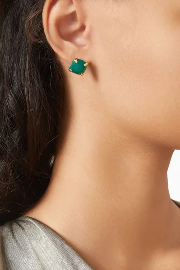 Malachite Stud Earrings in 18kt Gold-plated Metal