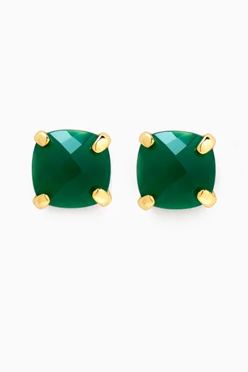 Malachite Stud Earrings in 18kt Gold-plated Metal
