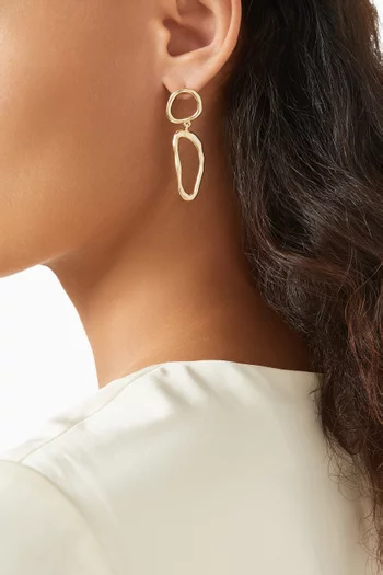 Hollow Pebble Drop Earrings in 18kt Gold-plated Metal