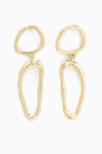 Hollow Pebble Drop Earrings in 18kt Gold-plated Metal