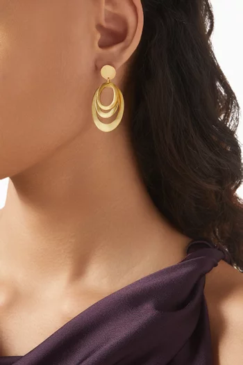 Layered Flat Hoop Earrings in 18kt Gold-plated Metal