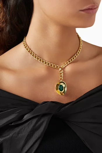 Malachite Orbit Necklace in 18kt Gold-plated Metal