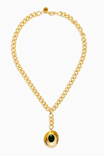 Malachite Orbit Necklace in 18kt Gold-plated Metal