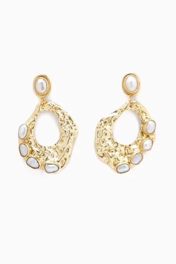 Melted Pearl Drop Earrings in 18kt Gold-plated Metal