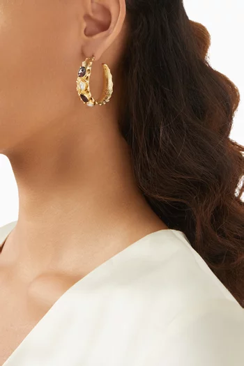 Melted Pearl and Gem Earrings in 18kt Gold-plated Metal