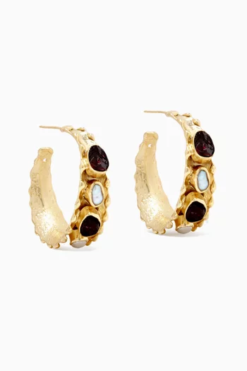 Melted Pearl and Gem Earrings in 18kt Gold-plated Metal