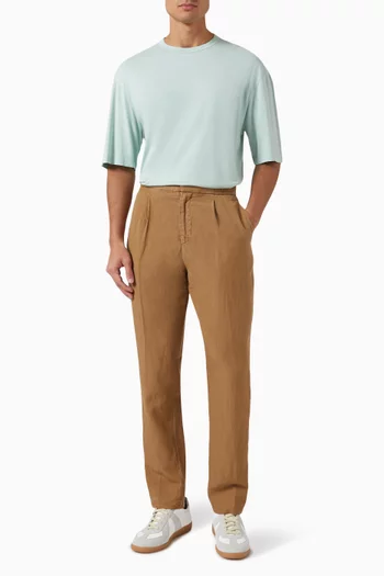 Drew Pleated Pants in Linen-twill