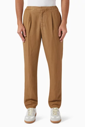 Drew Pleated Pants in Linen-twill