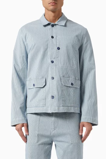 Gibson Overshirt in Cotton Stripes Hickory