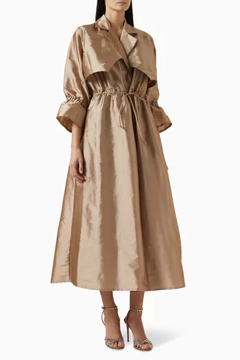 Sequin-embellished Drawstring Cape Abaya