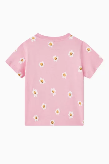 All-over Floral Print T-shirt in Cotton