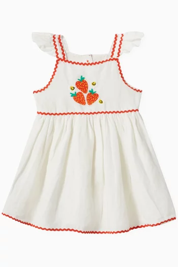 Strawberry Embroidered Dress in Cotton