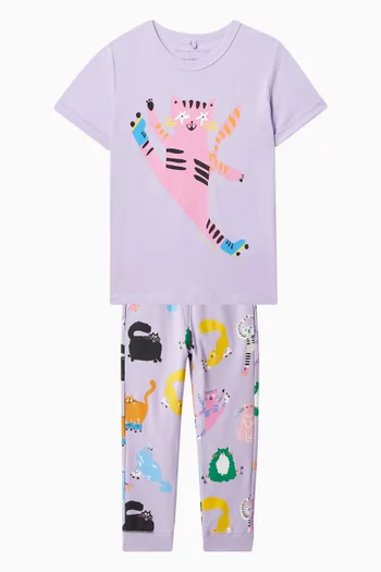 Relaxed Cats Printed Sweatpants in Organic Cotton