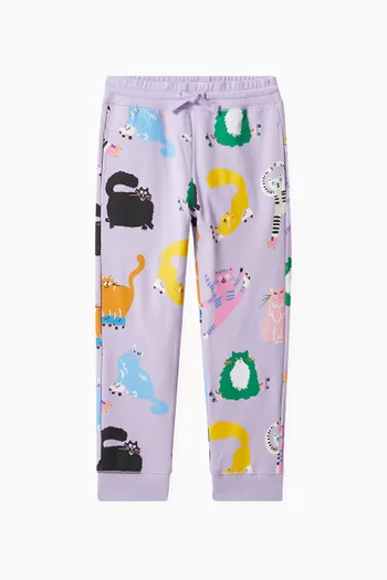 Relaxed Cats Printed Sweatpants in Organic Cotton