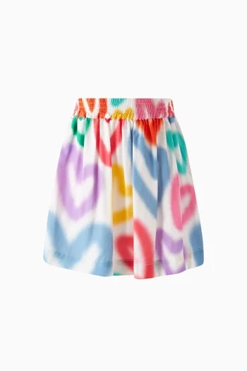 Hearts Printed Mini Skirt in Cotton