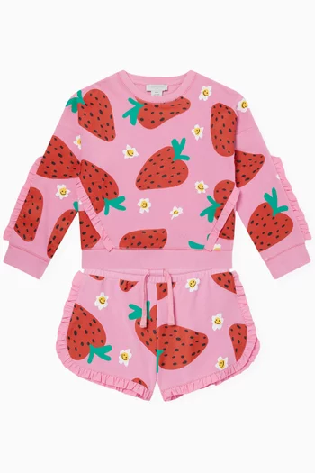 Strawberry Printed Shorts in Jersey